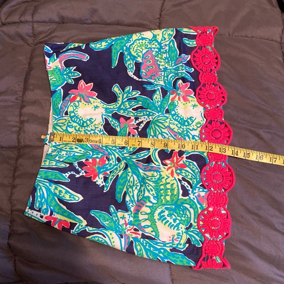 Lilly Pulitzer Tate Skirt Cotton Trunk Show Navy & Pink Tropical Women Size 2 - Picture 13 of 13